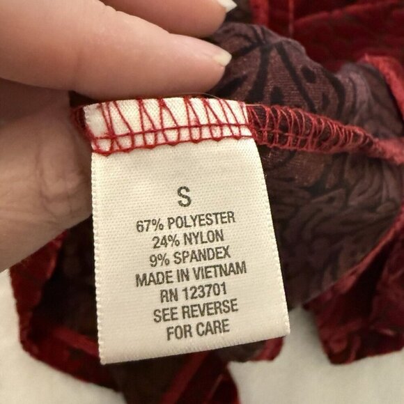 Vintage Red Black Velvet Burnout Top S Whimsigoth Fairy Holiday Y2K Christmas - Picture 15 of 15